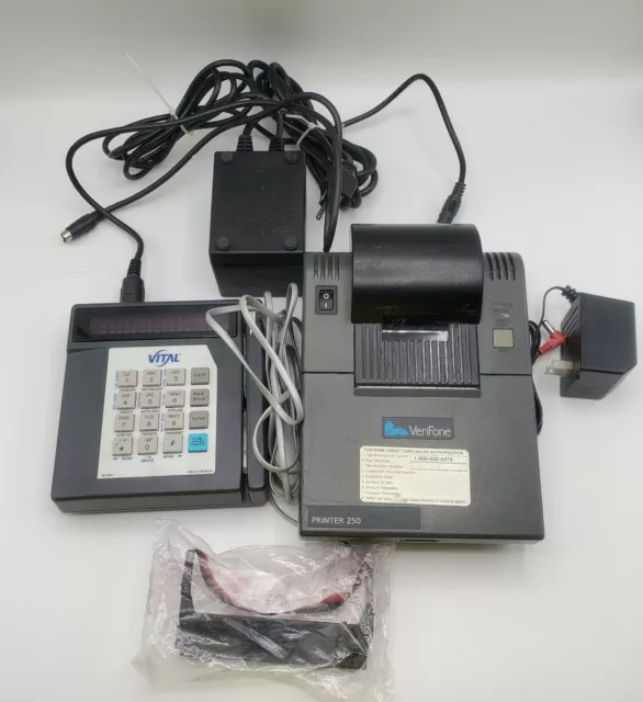VeriFone 250 Point of Sale Dot Matrix Printer with Vital Early 2000s Credit Card