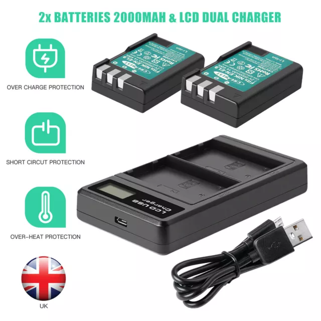 2x EN-EL9 2000mAh Battery & LCD Dual Charger For Nikon D3000 D5000 D40X D60 D40A