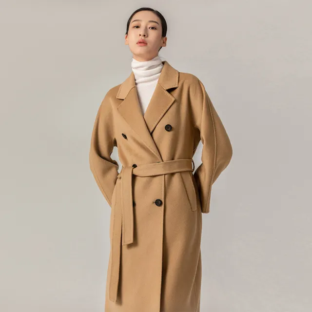 Maxmara Women Double-sided Cashmere Hand-sewn Wool Autumn and Winter Overcoat