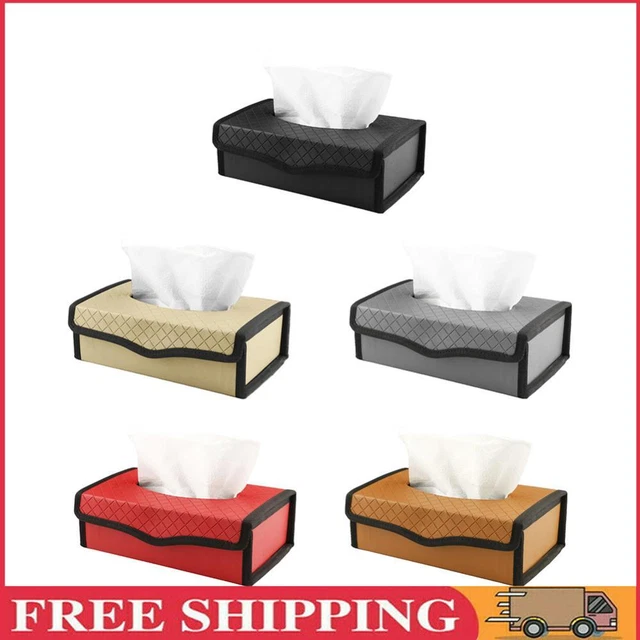 Car Tissue Dispenser Large-capacity Auto Folding Tissue Case PU Leather for Home