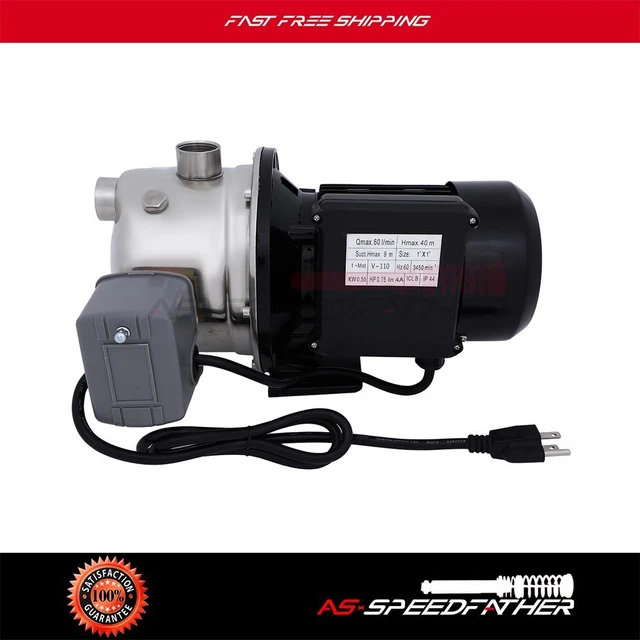 0.75HP 18.5GPM SHALLOW Well Jet Pump w/Pressure Switch Stainless High