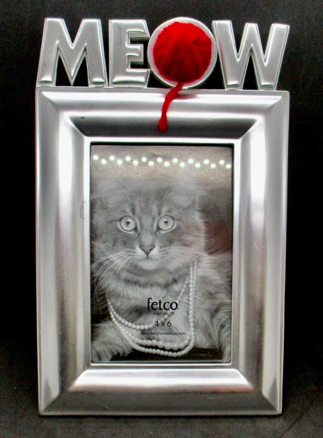 Meow Picture Frame Real Ball of Yarn 4 x 6 Fetco Home Decor