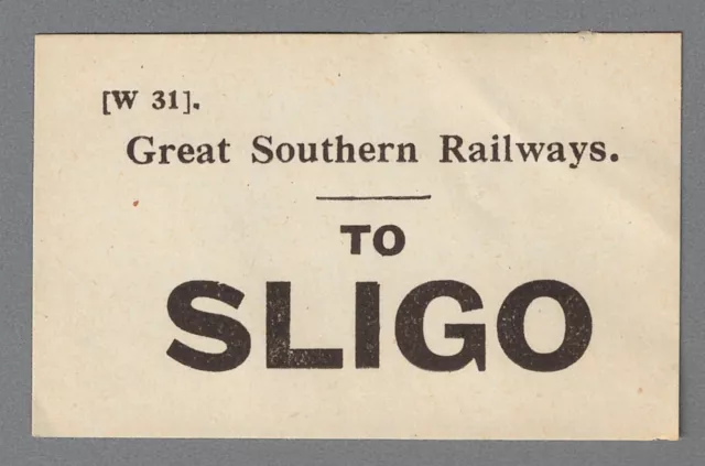 GREAT SOUTHERN RAILWAYS (Ireland) LUGGAGE LABEL - SLIGO (W.31)