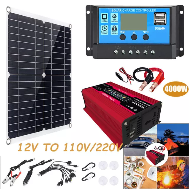 4000W Solar Panel Kit Power Inverter Set With 12V100A Battery Charger Controller