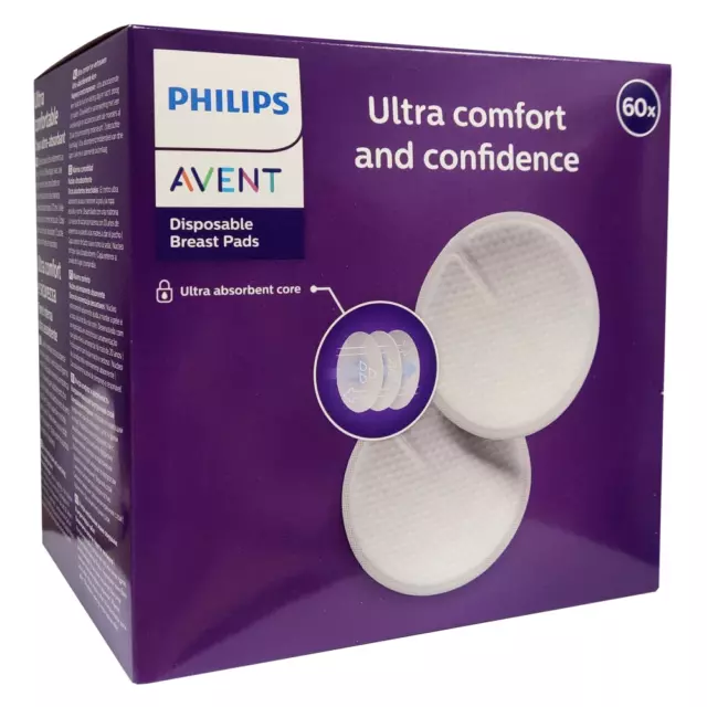 AVENT Ultra Comfort Disposable Breast Pads 60 Pack Silky Soft Feel