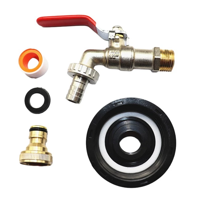 Adattatore Per Serbatoio IBC S60x6 A Rubinetto Da Giardino | Kit In Ottone Con Gomito 25mm E Valvola A Pieno Flusso, Per Acqua E Olio, Ecologico E Durevole