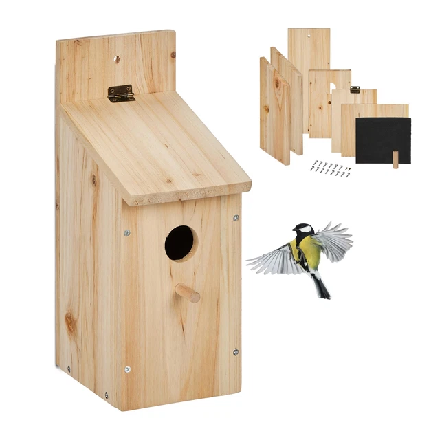 Nichoir à Oiseaux En Bois à Assembler - Trou D'envol 35 Mm, Pour Mésanges Et Moineaux, 23x14x18 Cm