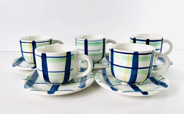 Utensilios para el hogar, tazas y platillos decorativos pintados a mano Gibson, conjunto de 5