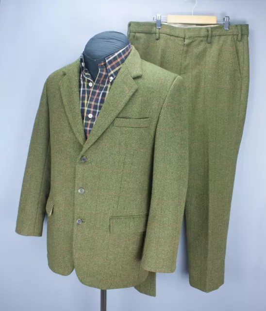 John G Hardy 2 Piece Tweed Shooting Suit Olive Check Size Jacket 43 Pants W36xL2