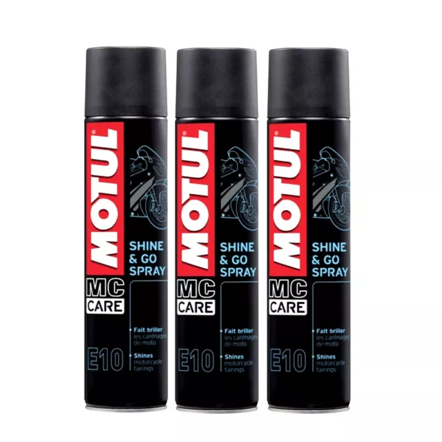 3x 400ml MOTUL E10 SHINE & GO SPRAY Kunststof-pflege Mittel AUTO MOTORRAD BOOT