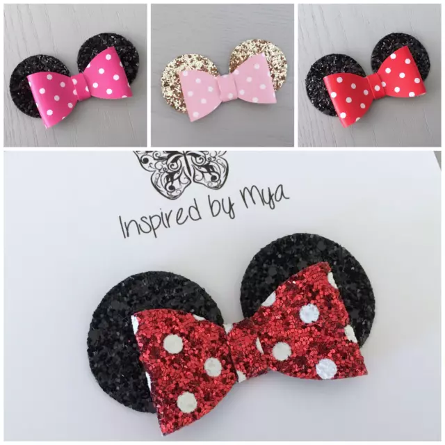 Baby Girl Toddler Bow Headband Clip Hair Accessory Mouse Glitter Leather