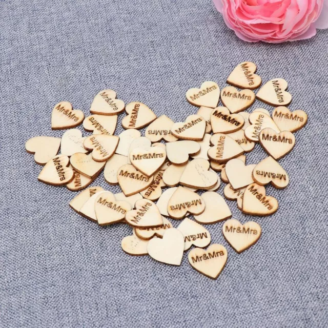 50 Heart Wooden Ornaments for DIY Wedding Decoration