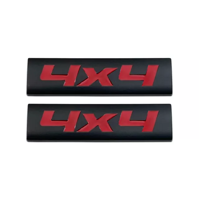 2x Black & Red Metal 4x4 Logo 4wd Emblem Fender Trunk awd Badge Sticker 3D Decal