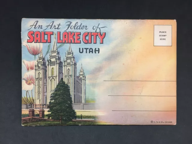 Salt Lake City Utah Foldout Postcard Book Curt Teich Colortone 18 Views Vintage