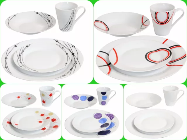 16pc Complete Dinner Set Plates Bowl Cup Porcelain Dinnerware Kitchen Dining Set