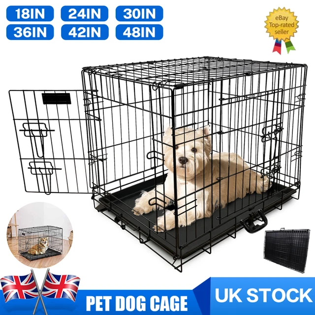Dog Cage Puppy Pet Crate Carrier - Small Medium Large S M L XL XXL Metal UK