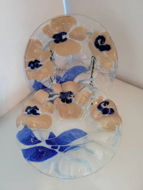 Sydenstricker Fused Art Glass Ruffled Edge Bowl and Plate