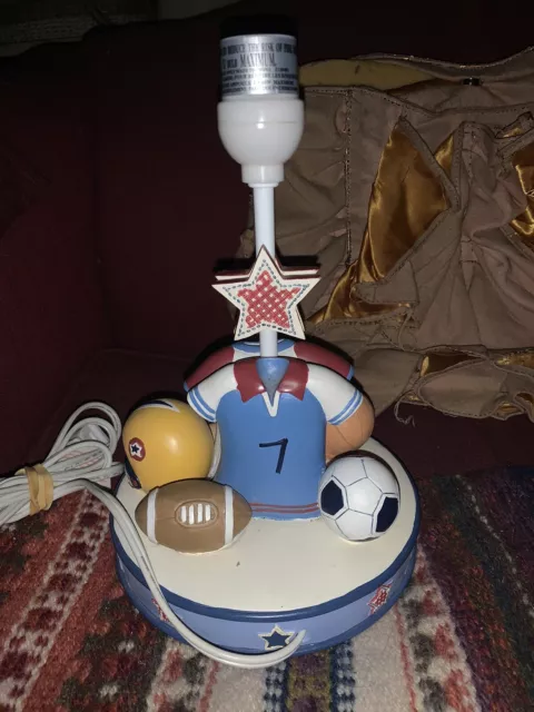 Vintage Wooden baseball lucky 7 Nursery Baby boy Child sports lamp