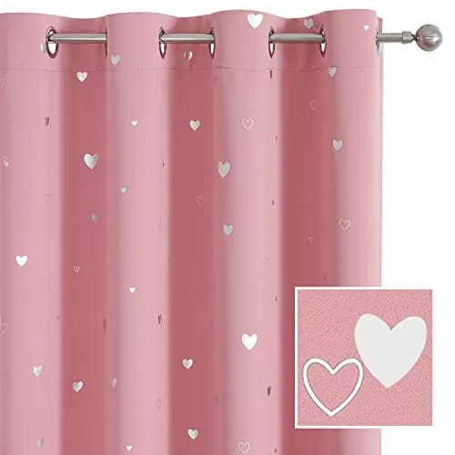 Girls Curtains for Bedroom,Pink Blackout Curtains 84 Inch Length 2 Panels,Roo...