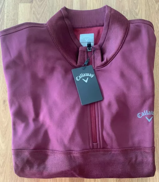 CALLAWAY Tour Waffle 1/4Zip Golf Top in opti-therm. Size M.RRP. burgundy color