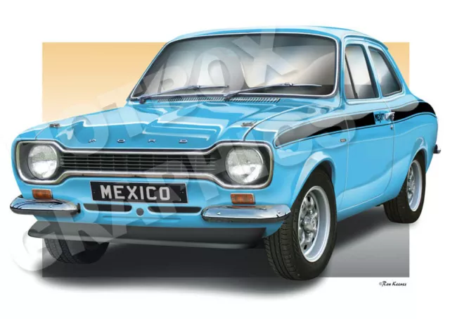 FORD ESCORT Mk1 PRINT - PERSONALISED ILLUSTRATION OF YOUR CAR