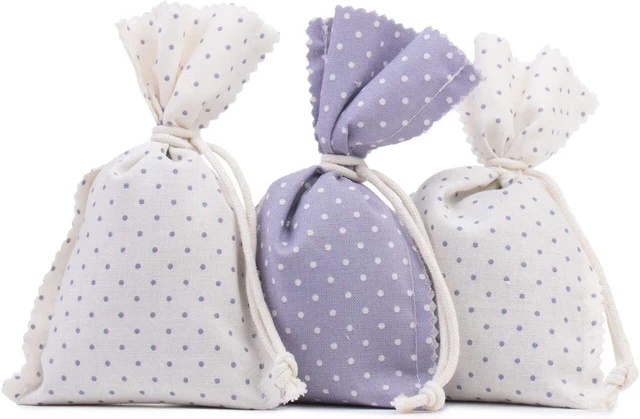 Bolsas de lavanda 3 piezas color púrpura con puntos tamaño 10 x 15 cm