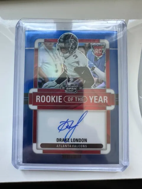 2022 Panini CONTENDERS OPTIC DRAKE LONDON ROOKIE OF THE YEAR Blue Auto /50 SSP