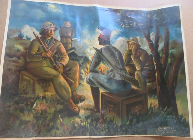 1935 Grande Tavola Cromolito Guerra D'africa Gariboldi Ascari Esercito