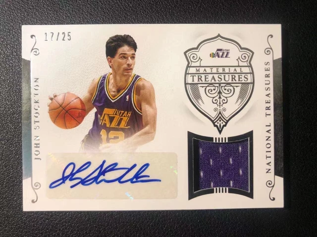 2015 National Treasures John Stockton Jersey Auto /25