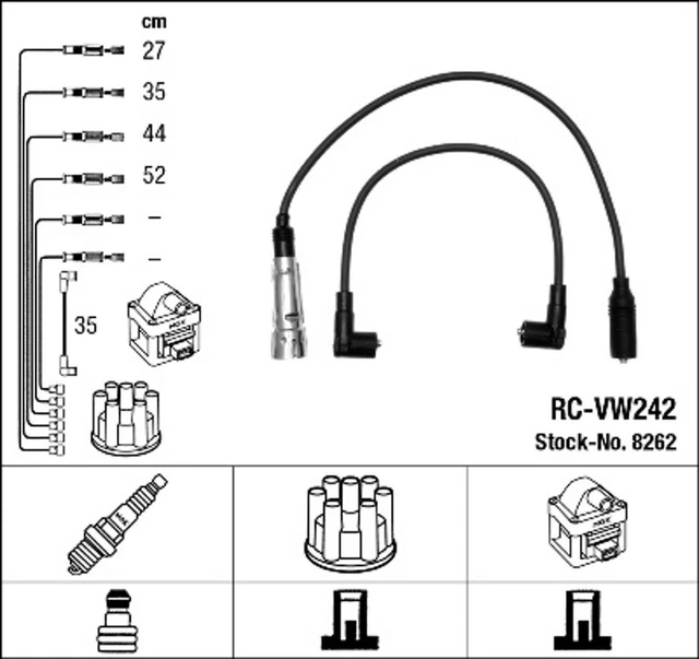 NGK Set Tubi di Accensione 8262 per AUDI 100 80 B3 B4 B2 C3 8C5 8C2 893 894 8A2 Avant