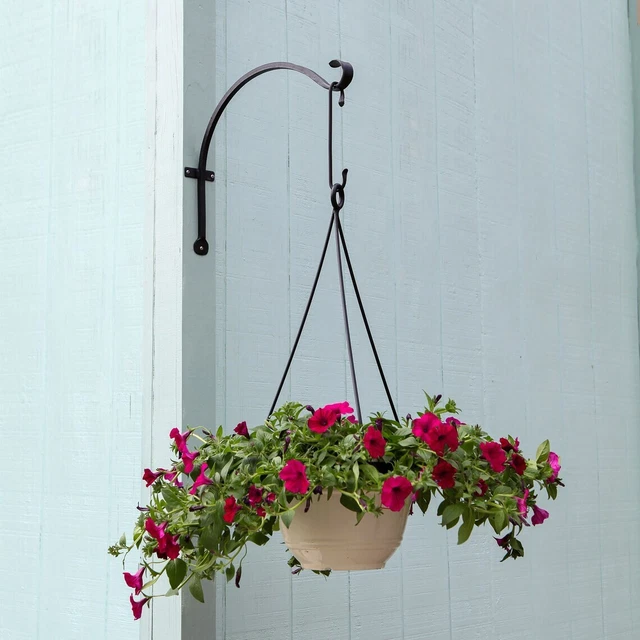 2- Wrought Iron 18" Upcurled Wall Hook Brackets (Set of TWO)