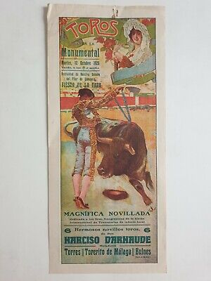 Toros en la monumental Madrid 1924 Affiche Originale Corrida Sport Espagne 