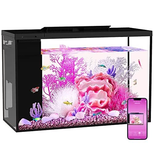 Aquarium kit Betta Fish Tank self Cleaning, Smart Aquarium That Supports Blueto