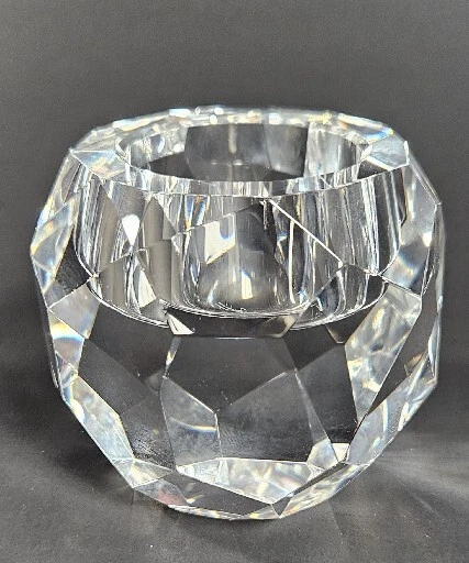 Oleg Cassini Votive Candle Holder 2.75in Crystal Facet Cut Tea Light