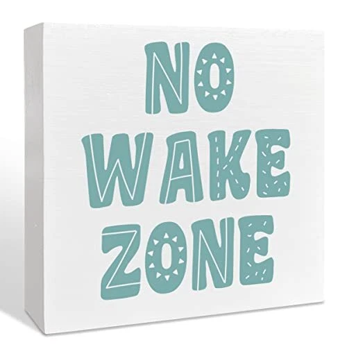 Beach Nursery Room Wooden Box Sign, No Wake Zone, Inspirational Nursery