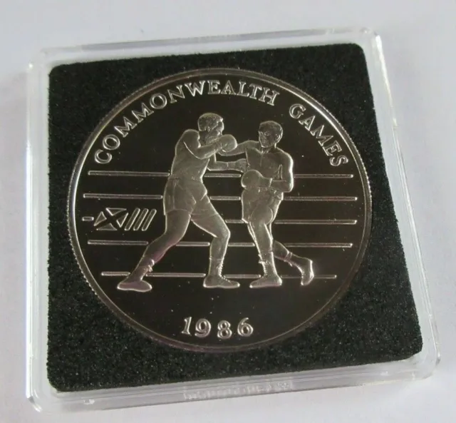 1986 Commonwealth Games Tonga Silver Proof 2 Paanga Coin Box & Coa