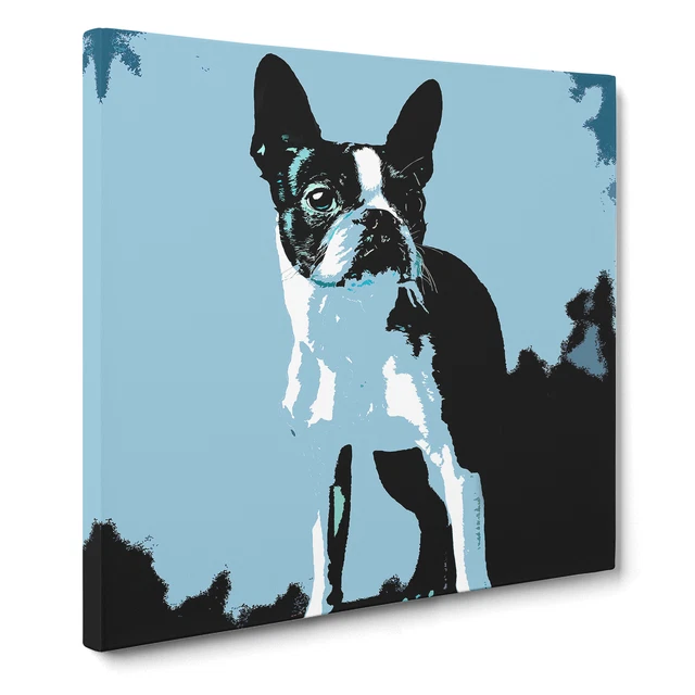 Boston Terrier Dog in Abstract Canvas Print Wall Art Framed Large Picture