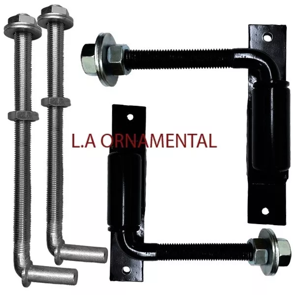 Gate Hinges Kit 5/8" J-Bolt Adjustable Bolt Hinge 12" Long Bolt Wood Large Post