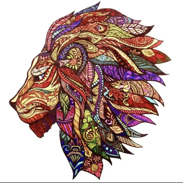 Lion Wooden Jigsaw Puzzles, unique irregular animals shaped puzzles, great gifts