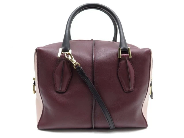 Neuf Sac A Main Tod's Bowler Bandouliere En Cuir Rose & Bordeaux Hand Bag 1175€