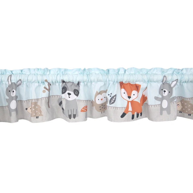 Bedtime Originals Woodland Friends Mint Blue/Gray Forest Animals Window Valance