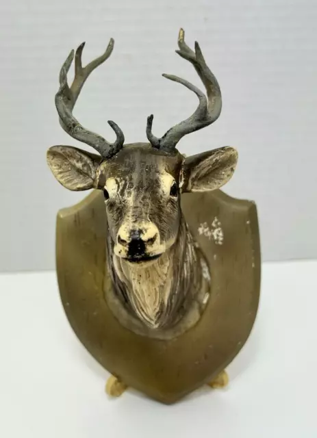 Vintage Deer Buck Head Mount Chalk Ware Ornamental Wall Decor