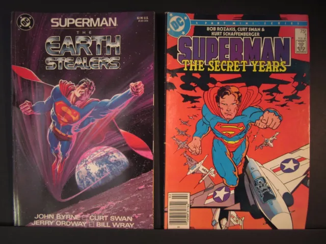 2 DC Superman, The Earth Stealers 1988 first printing,#1 of 4 The Secret Years