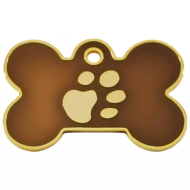 Adressanhänger mit Gravur - Knochen groß mit Pfote - Gold - Hundeanhänger Hund