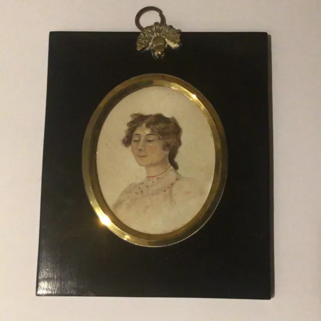 19th Century Watercolour portrait miniature of a lady