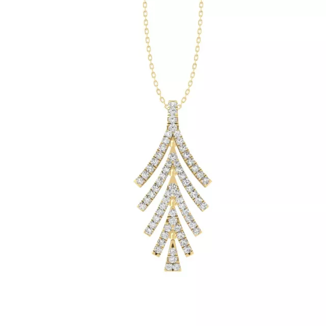 14K Yellow Gold Lab Grown Diamond Fashion Pendant Necklace 18" Silver Chain