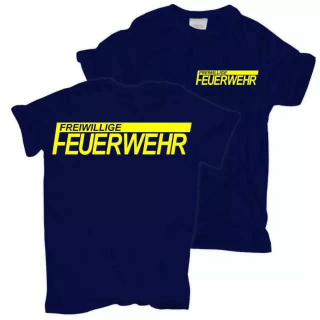 TShirt für Männer und Kinder FFW Freiwillige Feuerwehr mit NEONGELBEM Druck