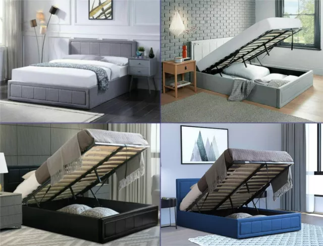 Ottoman Bed Frame Storage Bed & Mattress Single Small Double 4ft6 King Size Bed