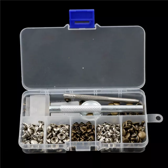 120pcs/setLeatherCraft Repair Double Cap Rivets Tubular Metal Stud Fixing Too-MF