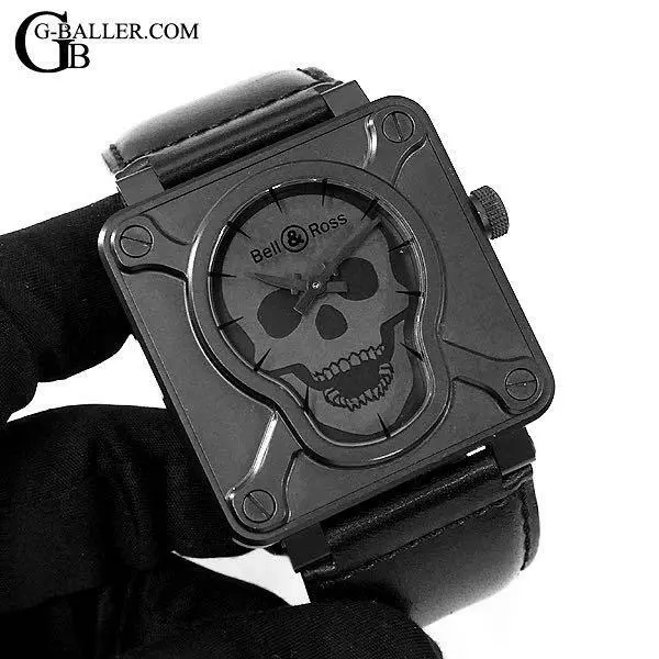 Bell & Ross Airborn Calavera Cara Limitado 500 BR01-92-SA Automático Cuero Reloj